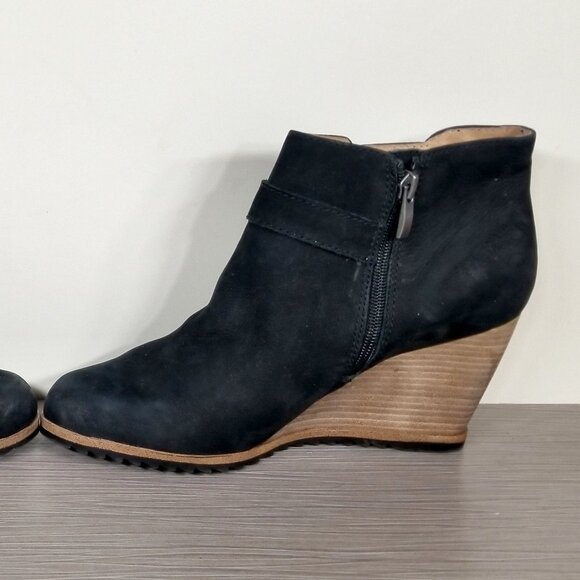 Caslon Addison Stacked Heel Wedge Bootie, Black Leather, Womens Size 11 & 12 - Picture 9 of 11